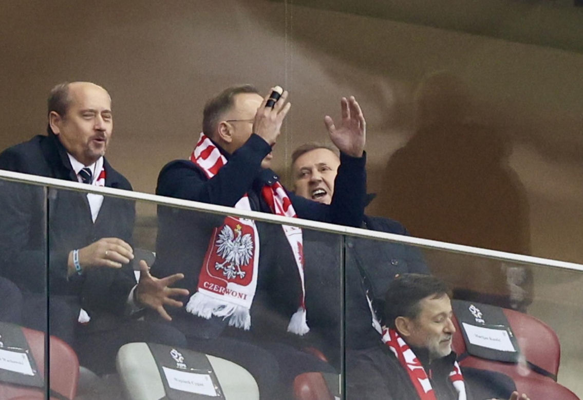 Prezydent Andrzej Duda na meczu Polska-Chorwacja