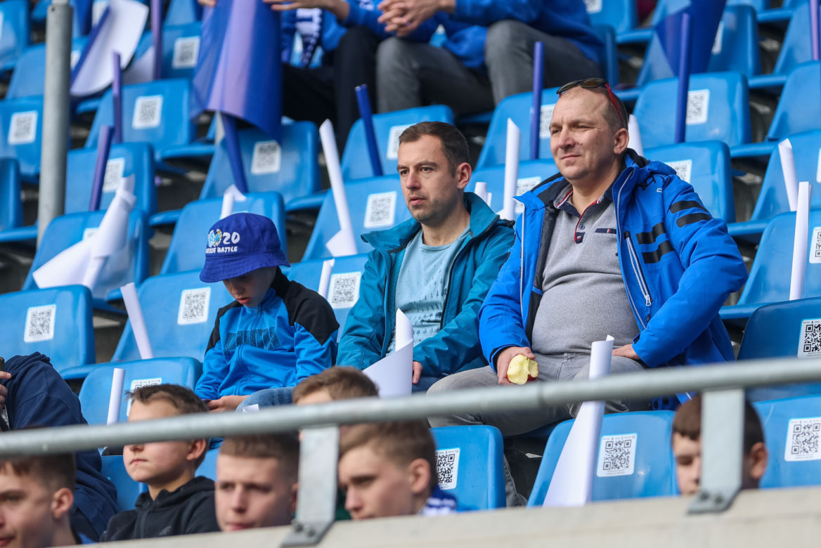 Kibice Ruchu Chorzów na meczu z ŁKS Łódź