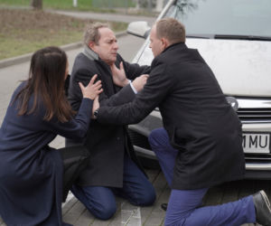 Na Wspólnej, odc. 3032. Arek (Marek Kalita), Kamil (Kazimierz Mazur), Wiktoria Kleczewska (Agnieszka Michalska)