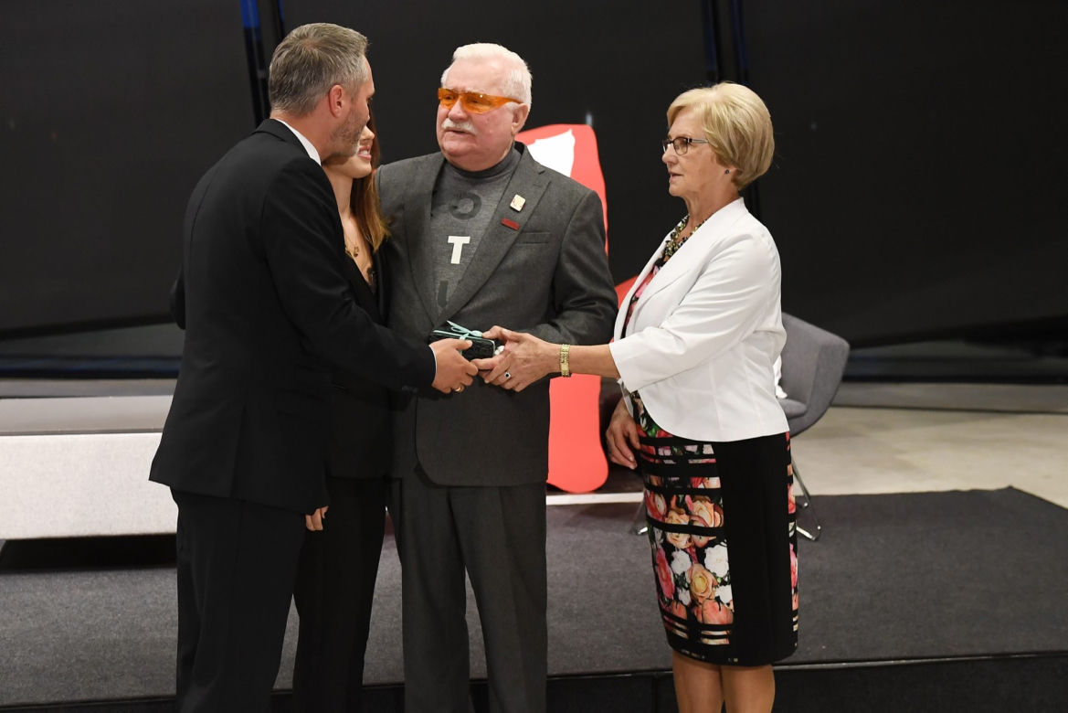 Lech Wałęsa z synem Jarosławem