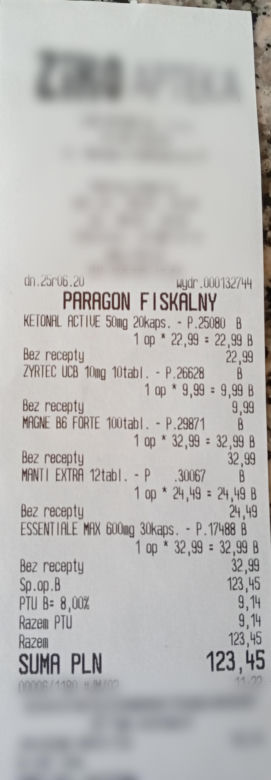 Paragony grozy z turystycznych aptek