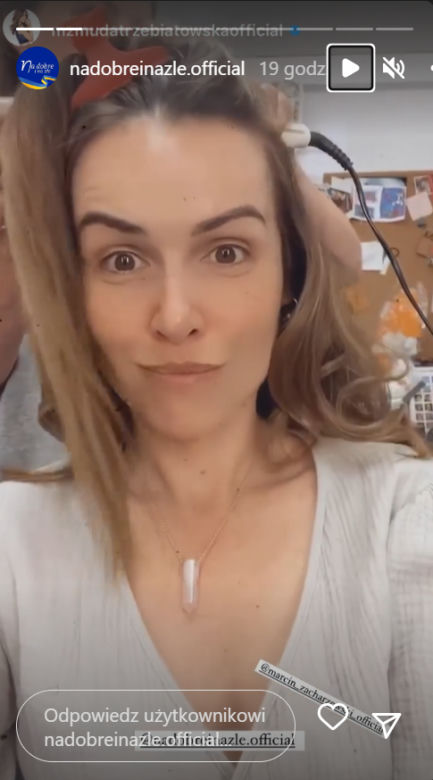 Na dobre i na złe. Marta Żmuda Trzebiatowska (Hania Sikorka) na planie