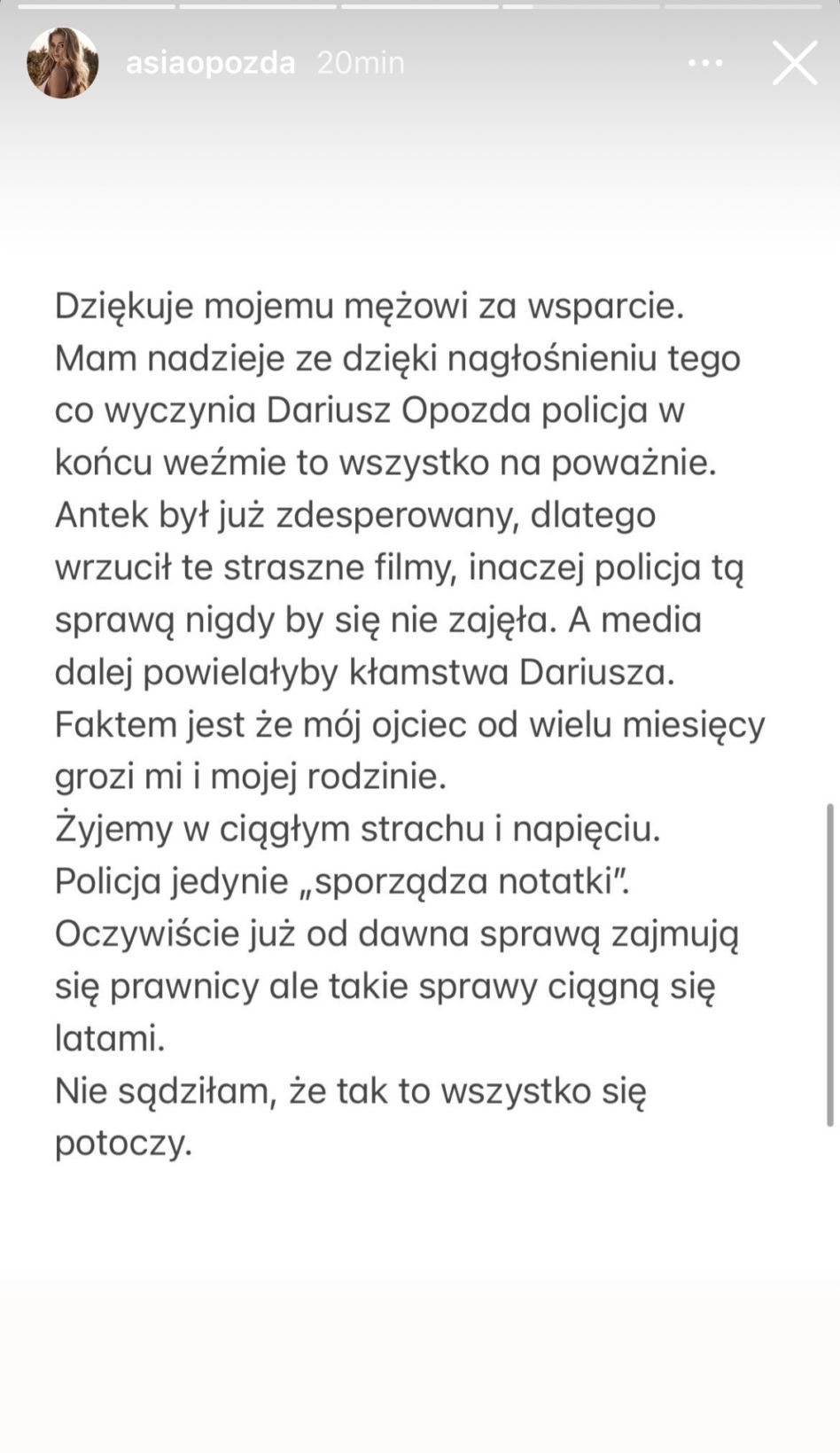 Joanna Opozda trafiła do szpitala