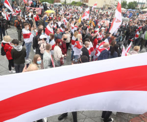 Manifestacja poparcia dla Białorusinów w Warszawie