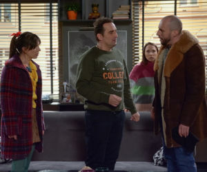 Pierwsza miłość. Kaśka (Misiek Koterski), Lucynka (Delfina Wilkońska), Franciszek (Tomasz Borkowski)