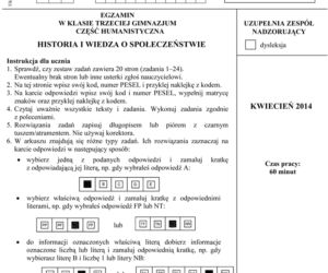 EGZAMIN GIMNAZJALNY 2014 HISTORIA WOS - ARKUSZE OFICJALNE Z CKE