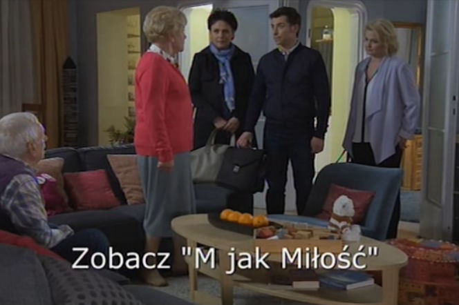 M jak miłość odcinek 1152, Barbara (Teresa Lipowska), Lucjan (Witold Pyrkosz), Marek (Kacper Kuszewski), Marta (Dominika Ostałowska), Marysia (Małgorzata Pieńkowska)