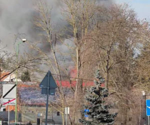 Ogromny pożar Biedronki na Dolnym Śląsku! Dach runął, są ranni strażacy