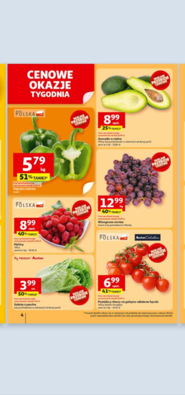 Warzywa i owoce z Polski taniej w Auchan. Promocje od 03.07 nawet do 50%!