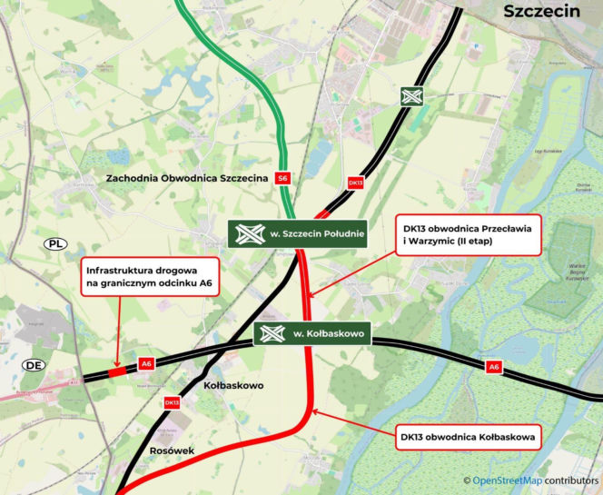Inwestycje drogowe na autostradzie A6 i DK13