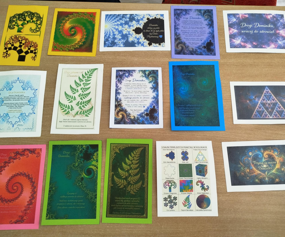 Liceum im. Mikołaja Kopernik włączyło się w akcje Kartka dla Dominika Swoje życzenia przekazują chłopcu wszyscy pracownicy szkoły 