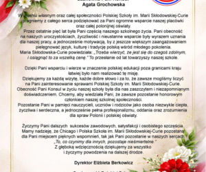 Chicago żegna konsul Agatę Grochowską
