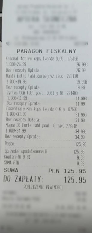 Paragony grozy z turystycznych aptek