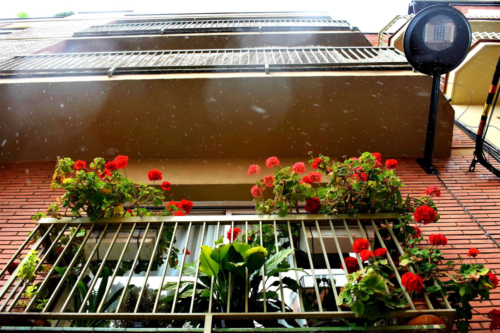 Balkon w deszczu