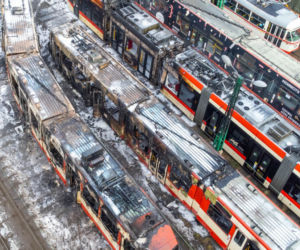 Pożar w zajezdni tramwajowej w Nowym Porcie