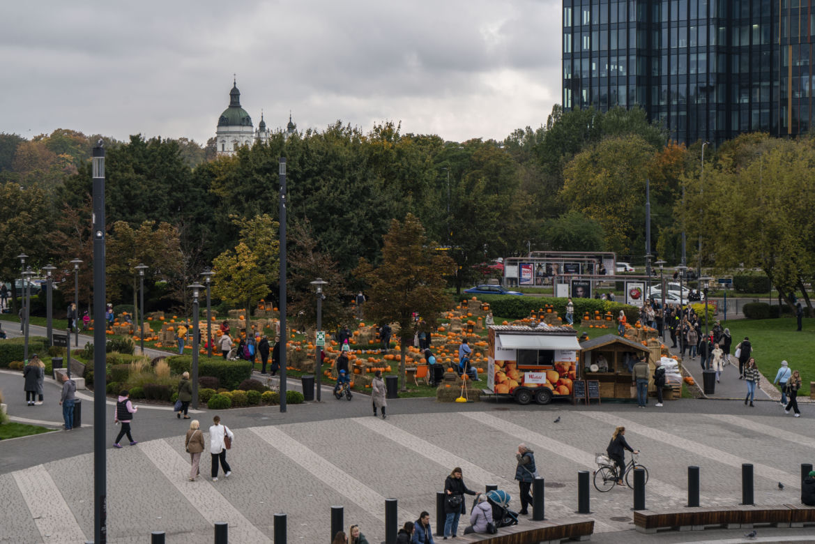 Farma Dyniowa przed galerią handlową Westfield Arkadia