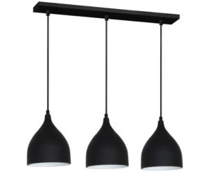 Czarne, designerskie lampy w salonie