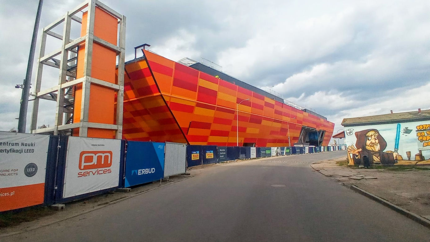 Budowa Morskiego Centrum Nauki w Szczecinie - kwiecień 2021