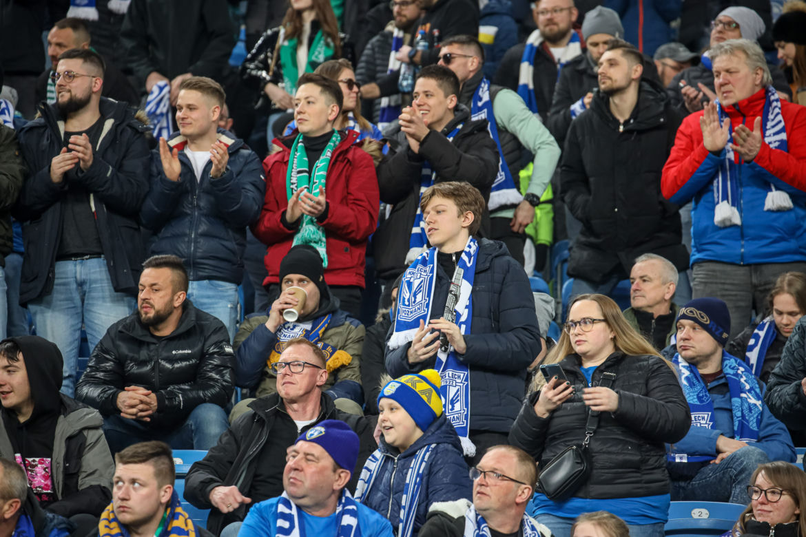 Kibice na meczu Lech Poznań - Warta Poznań