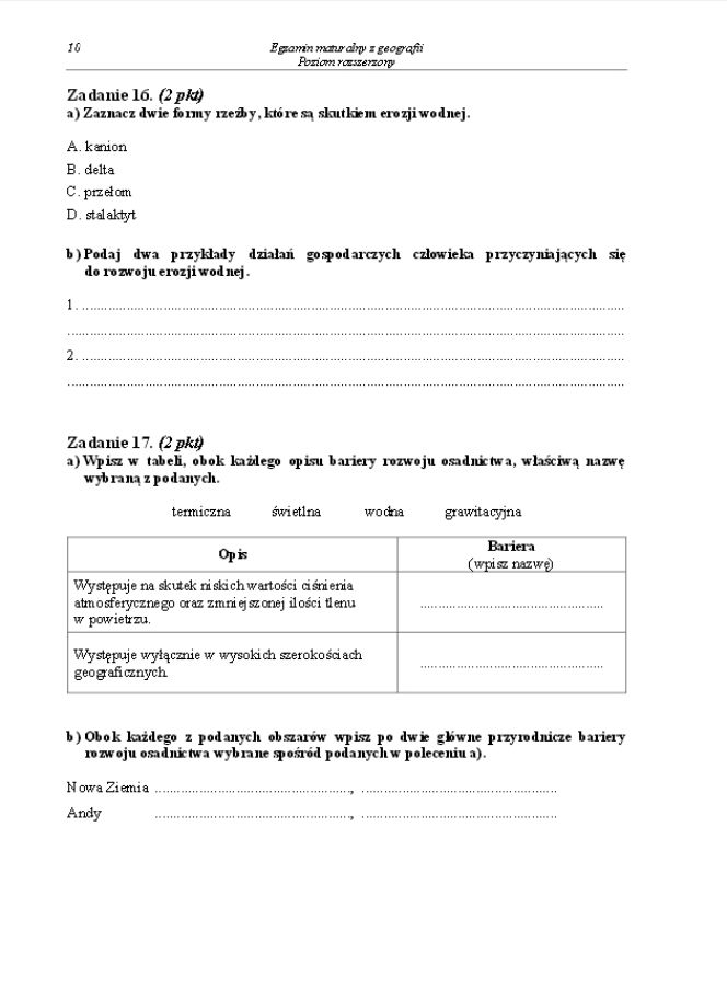Arkusz geografia rozszerzony matura 2014