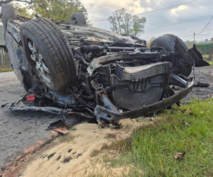 Nocny wypadek w Brzozowej. BMW wypadło z drogi