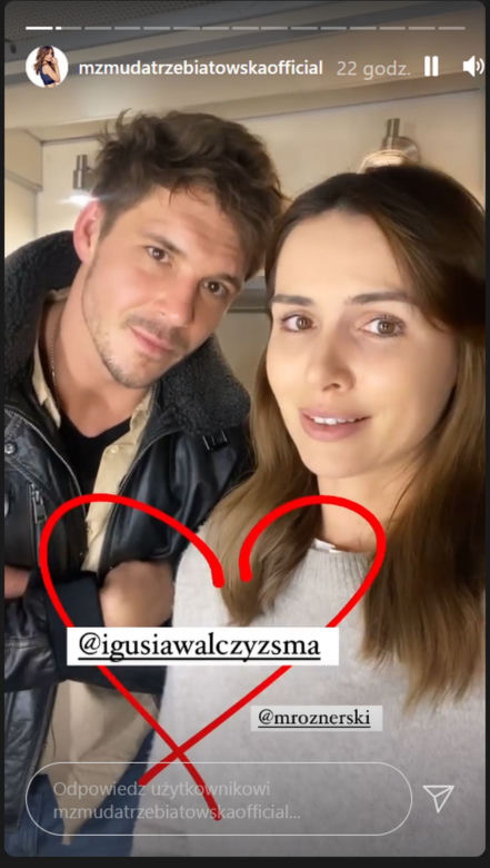 Na dobre i na złe na planie. Hania Sikorka (Marta Żmuda Trzebiatowska), Piotr Korban (Mikołaj Roznerski)