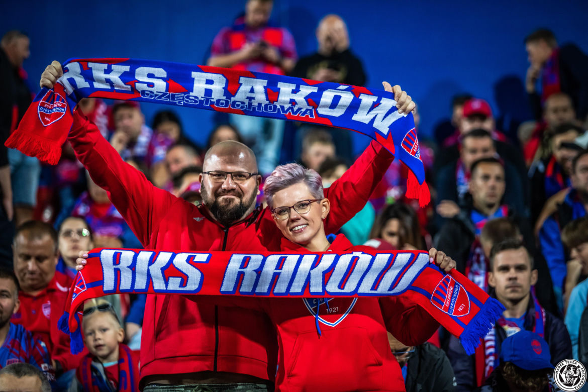 Kibice na meczu Raków Częstochowa - Aris