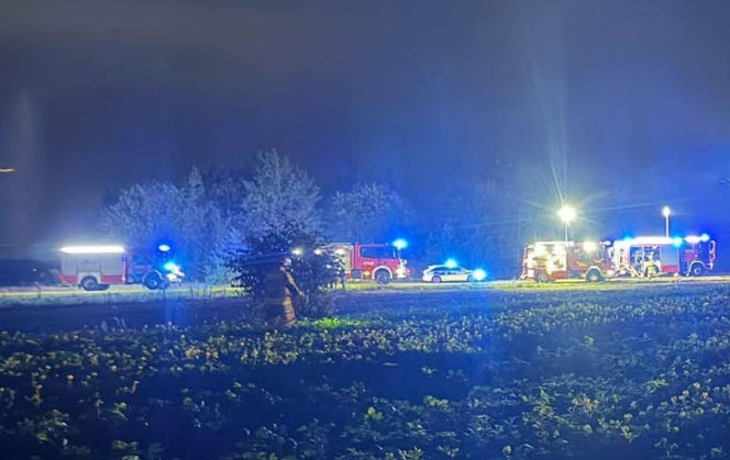 Volkswagen zjechał z drogi i uderzył w drzewo. Kierowca spłonął w aucie