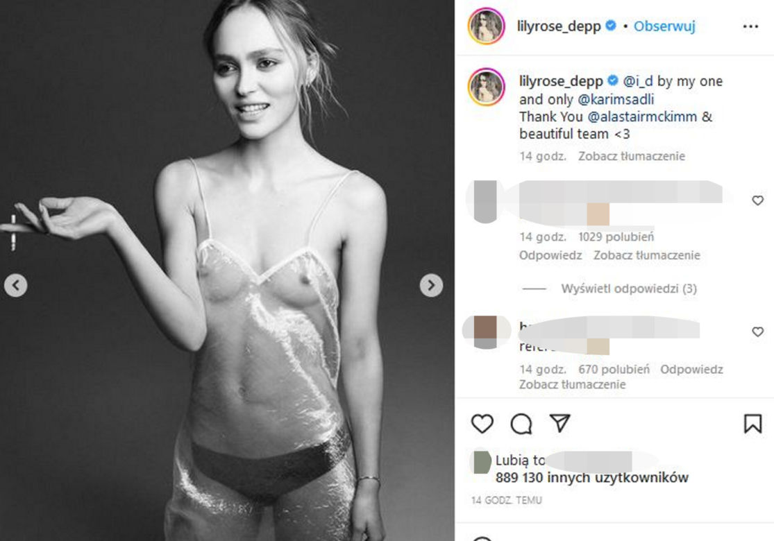 Lily Rose Depp odsłoniła nagie piersi