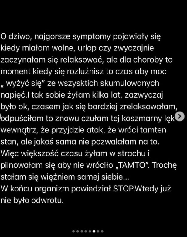 Iga Krefft na Instagramie o chorobie, załamaniu psychicznym i terapii - slajd 5