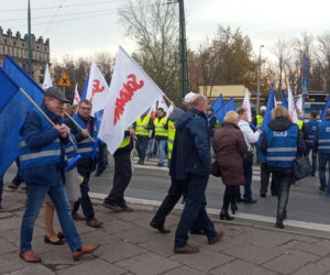 Protest hutników w Krakowie