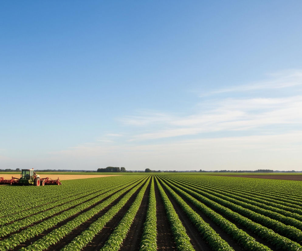 Traktory na polu uprawnym, symbolizujące pracę w rolnictwie i produkcję żywności. Zdjęcie ilustruje kontekst porozumienia handlowego z Mercosurem i jego wpływu na sektor rolny, o czym można przeczytać na Super Biznes.