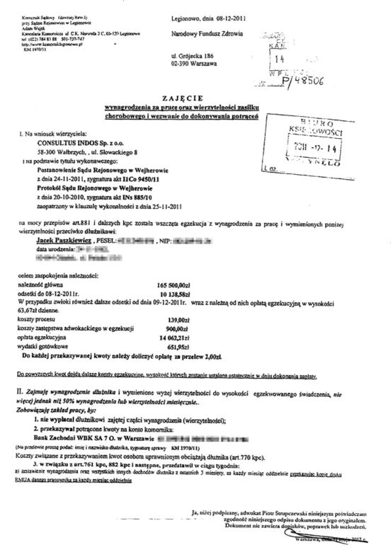 Prezes NFZ ucieka przed komornikiem