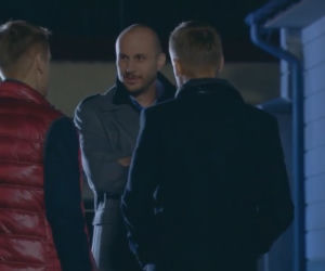 M jak miłość odc. 1047. Robert Lubiński (Tomasz Borkowski), Piotrek (Marcin Mroczek), Paweł (Rafał Mroczek)