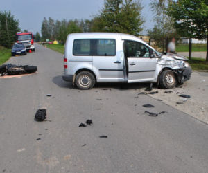 Wypadek z udziałem motocyklisty w Zręcinie na Podkarpaciu