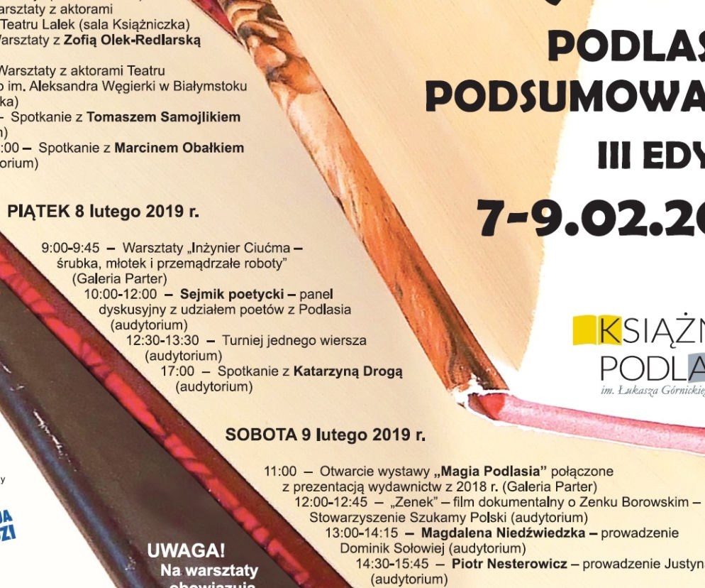III Festiwal Literacki „Autorzy i książki. Podlaskie podsumowanie” w Książnicy Podlaskiej [PROGRAM]
