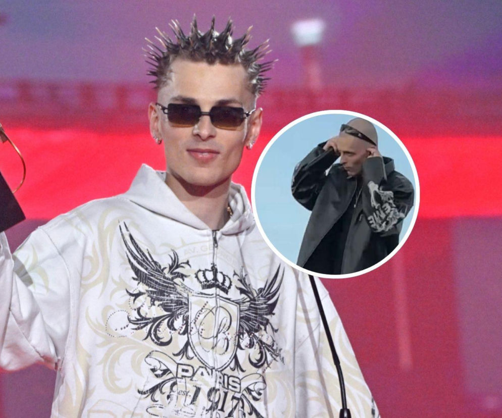 Raper Oki z fryzurą w kolce. Na miniaturze raper bez włosów na Open'er Festival. O metamorfozie artysty przeczytasz w Eska.