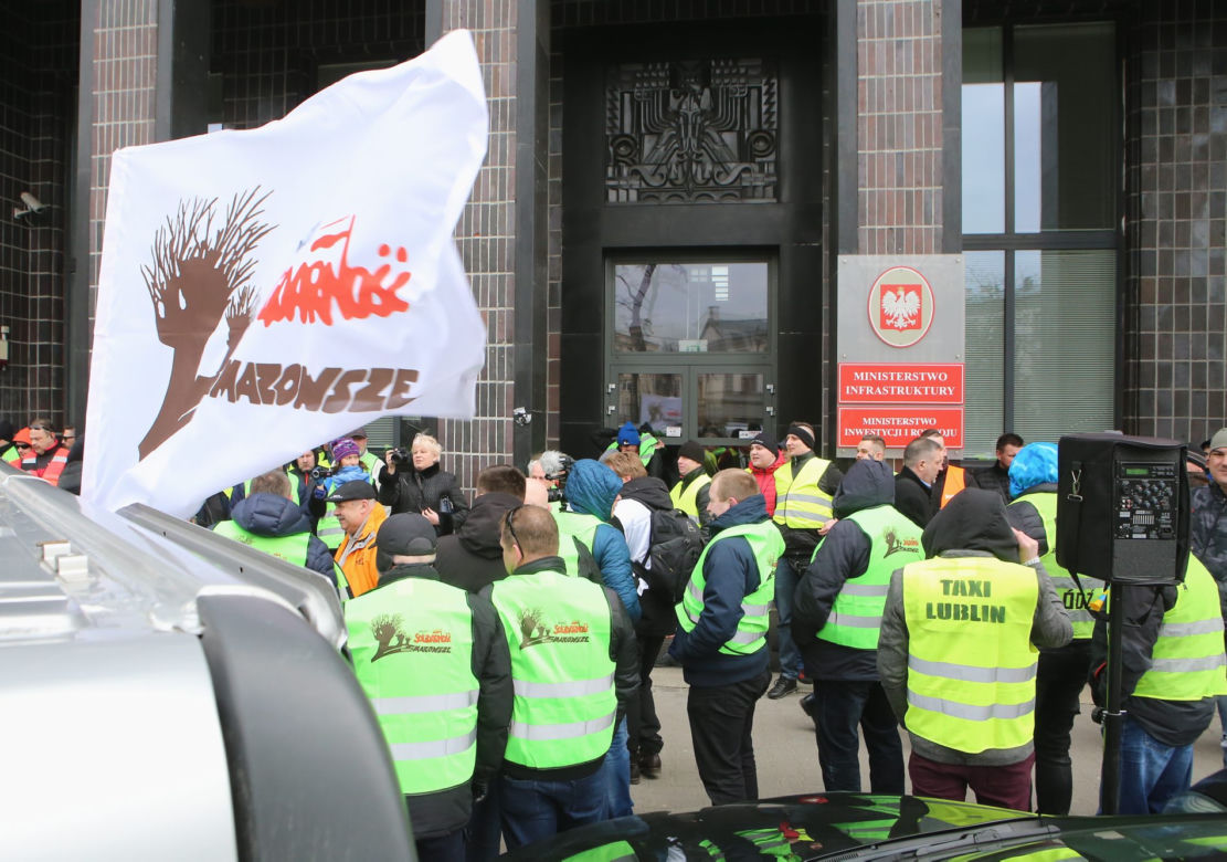 Protest taksówkarzy w Warszawie