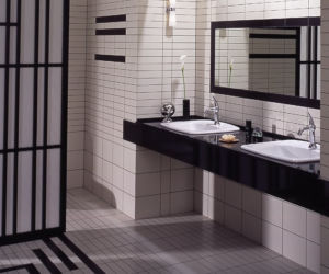 Ciekawa łazienka w stylu nowojorskiego art deco