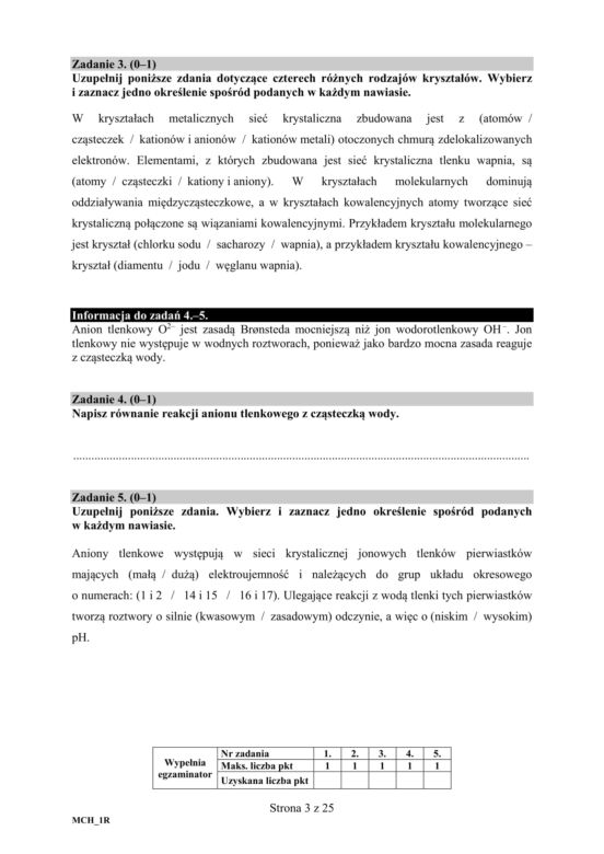 ARKUSZE CKE - Matura chemia - poziom podstawowy i rozszerzony 2019