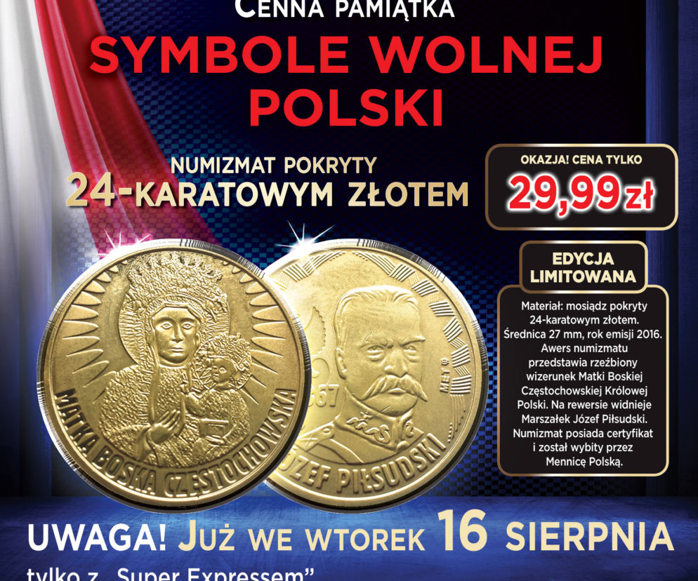 Uwaga! Już we wtorek 16 sierpnia tylko z Super Expressem! Wyjątkowa pamiątka dla kolekcjonerów monet