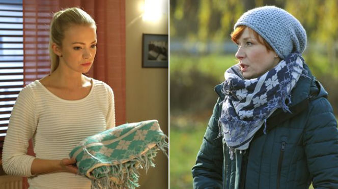 M jak miłość odc. 1211. Joasia (Barbara Kurdej-Szatan), Agnieszka (Magdalena Walach)