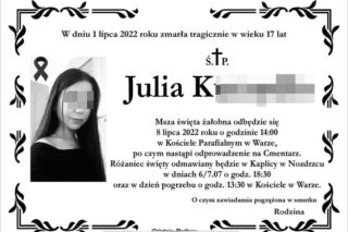 Znana jest data pogrzebu 17-letniej Julii, która zginęła z tatą w Borku Starym 