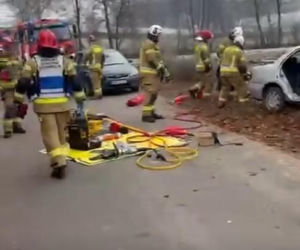 Wypadek pod Iławą. Mitsubishi roztrzaskało się na drzewie! Pięć osób rannych, w tym jedna walczy o życie
