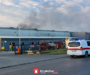 Pożar nad Drwiną w Krakowie