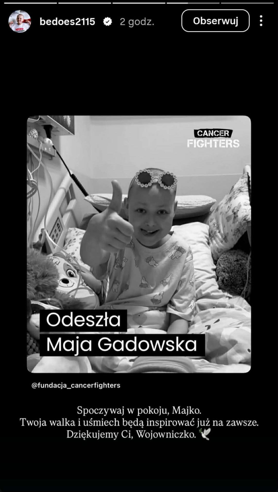 Bedoes żegna zmarłą Maję Gadowską. Wystarczyło kilka wzruszających słów