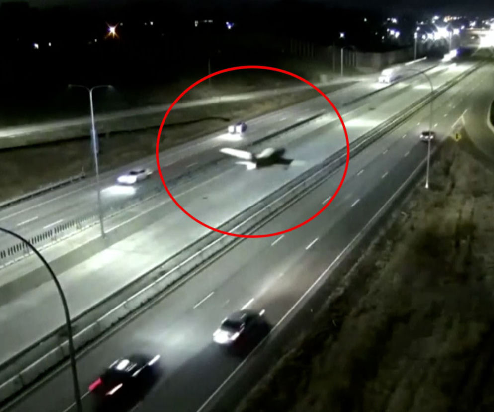 wylądował na autostradzie
