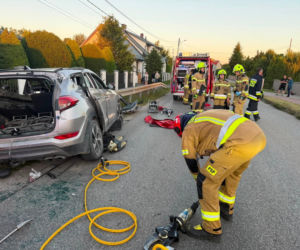 Tragedia na drodze w Rykoszynie. Nie żyje 60-latek, auto wbiło się w bariery