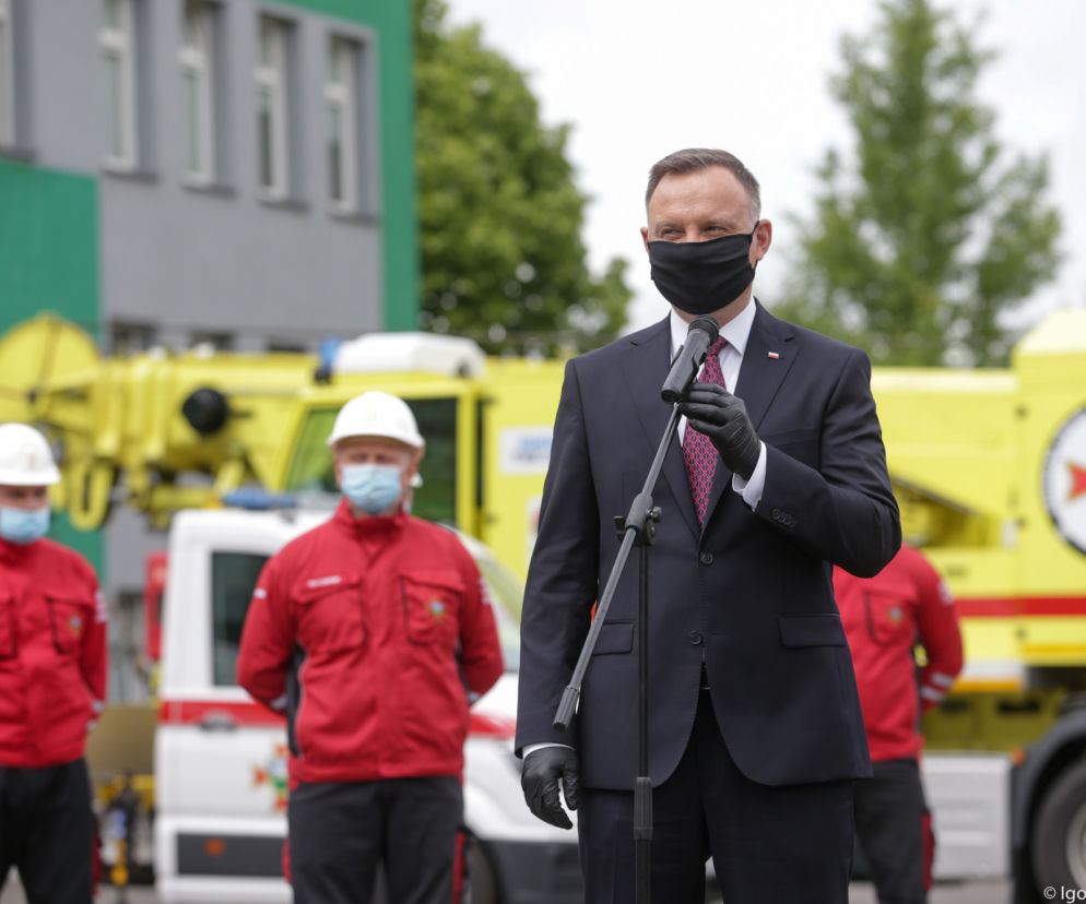 Wybory 2020. Prezydent Andrzej Duda w Bytomiu. Odwiedził ratowników górniczych [ZDJĘCIA]