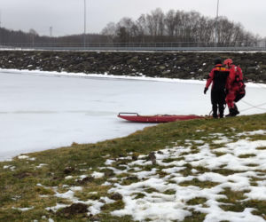 Symulacja akcji ratunkowej na zbiorniku Korzeń w Skrzyszowie